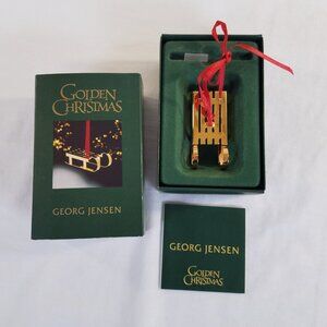 Georg Jensen 2004 Golden Christmas Sleigh Ornament 24K Gold Plated Denmark